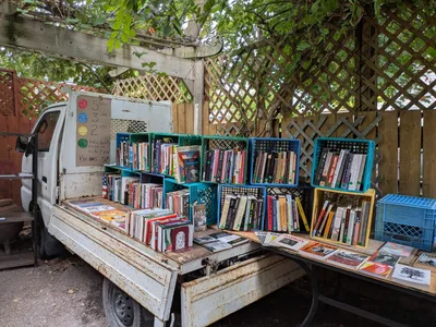 Indoor/Outdoor Used Books and Vintage Stuff Sale Saturday!