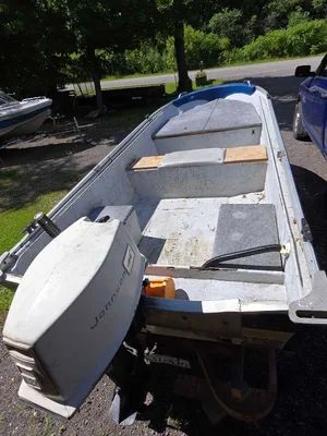 14ft fiberglass boat motor and trailer