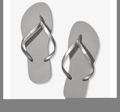 VICTORIA’S SECRET PINK - M 7/8 - NWT - SILVER GREY FLIP FLOPS