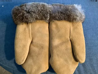 Vintage Indigenous Suede Mittens w Fur Trim and a Beaded Design