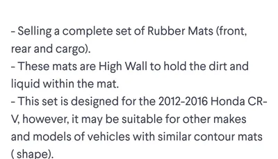 OEM All-Weather Floor Mats (Honda CR-V)