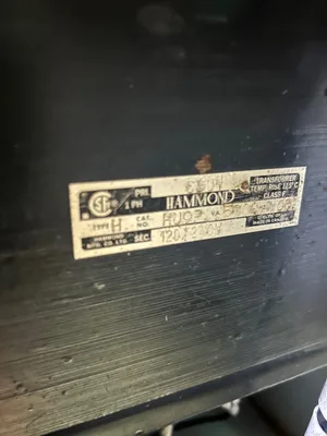 Transformer, Hammond 5kva 600 volt to 120/240 volt 1 phase,