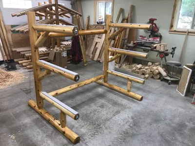 Three Unit CEDAR Paddle Sport Support Rack for Canoes, kayaks, .