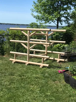 Six Unit CEDAR Paddle Sport Support Rack for Canoes, kayaks, ...