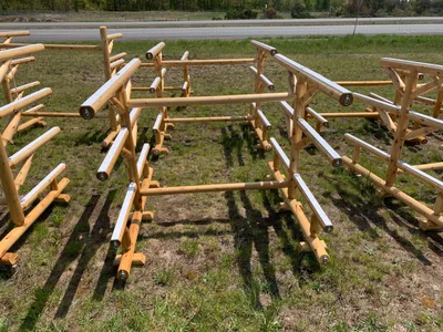 Six Unit CEDAR Paddle Sport Support Rack for Canoes, kayaks, ...