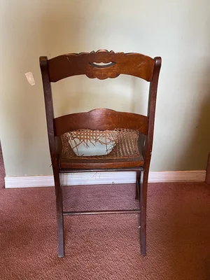 Beautiful antique solid wood chairs - carved backs / cane seats