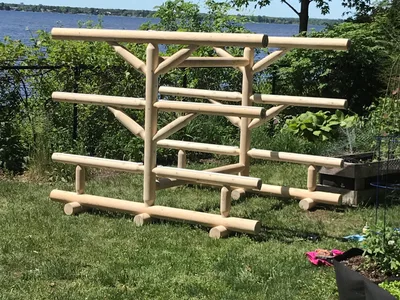 Six Unit CEDAR Paddle Sport Support Rack for Canoes, kayaks, ...