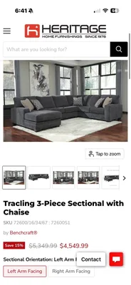 Tracling Sectional with Chaise- Ashley Furniture
