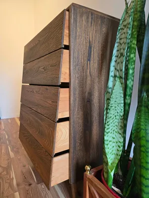 Refinished vintage solid Elm wood MCM dresser made by Vilas.