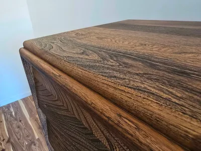 Refinished vintage solid Elm wood MCM dresser made by Vilas.