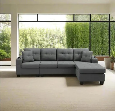 Contemporary L-Shape Sofa Elegant Sectional Sofa Set Soft Durabl