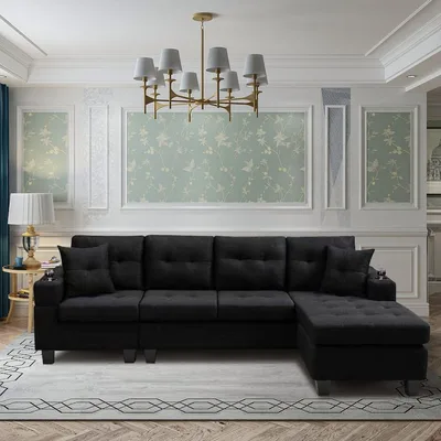 Contemporary L-Shape Sofa Elegant Sectional Sofa Set Soft Durabl