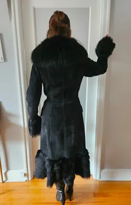 Vintage Black Full-Length Toscana Shearling Coat