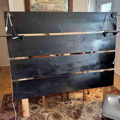Free wood headboard with reading lights
