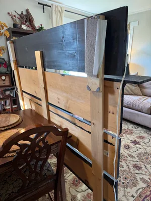 Free wood headboard with reading lights