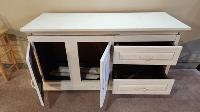 Free, White Wood Cabinet, needs a repair