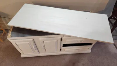 Free, White Wood Cabinet, needs a repair