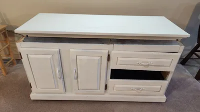 Free, White Wood Cabinet, needs a repair
