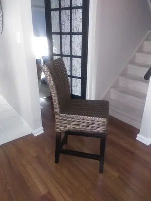 Set of 2 wicker rattan counter stools
