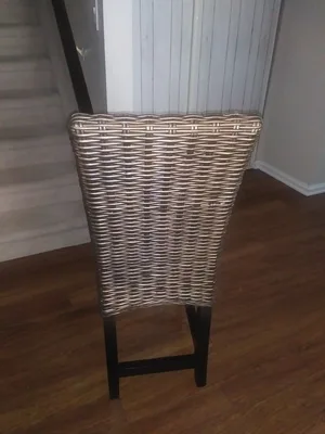Set of 2 wicker rattan counter stools