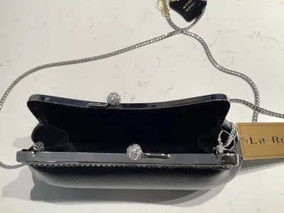 La Regale Leather Clutch/Crossbody Bag w Magnetic Kiss Lock
