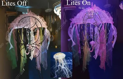 Hat Jellyfish Costume. Lights/3 modes 27"W Hands Free, Adjustabl