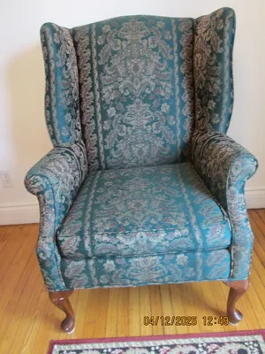 Vintage Wingback Green Chair, Custom made for Chesterfield Shop