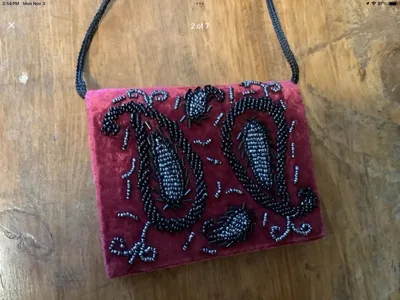 Vintage Hand Crafted Beaded Velvet Shoulder Purse