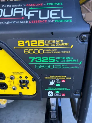 Champion Dual Fuel Generator 8125/7325 Starting Watts.
