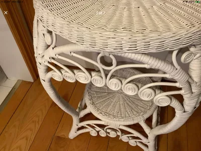 Vintage Ornate Two Tiered Rattan and Wicker Table