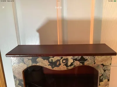 Vintage 3 Shelf Wd Wall Cabinet w Floral Design Bordering Mirror