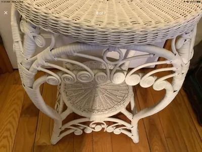 Vintage Ornate Two Tiered Rattan and Wicker Table