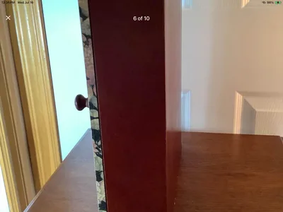 Vintage 3 Shelf Wd Wall Cabinet w Floral Design Bordering Mirror