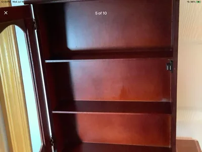 Vintage 3 Shelf Wd Wall Cabinet w Floral Design Bordering Mirror