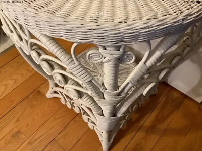 Vintage Ornate Two Tiered Rattan and Wicker Table