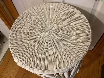 Vintage Ornate Two Tiered Rattan and Wicker Table