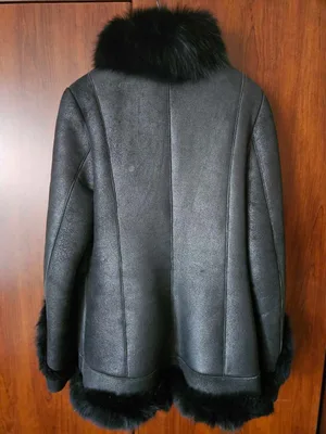 Black shearling jacket with fur trim